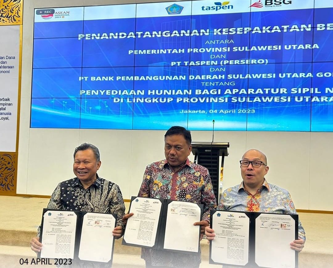 Dokumen MoU yang telah ditandatangani oleh Gubernur Sulut, Dirut PT Taspen dan Dirut BSG. 